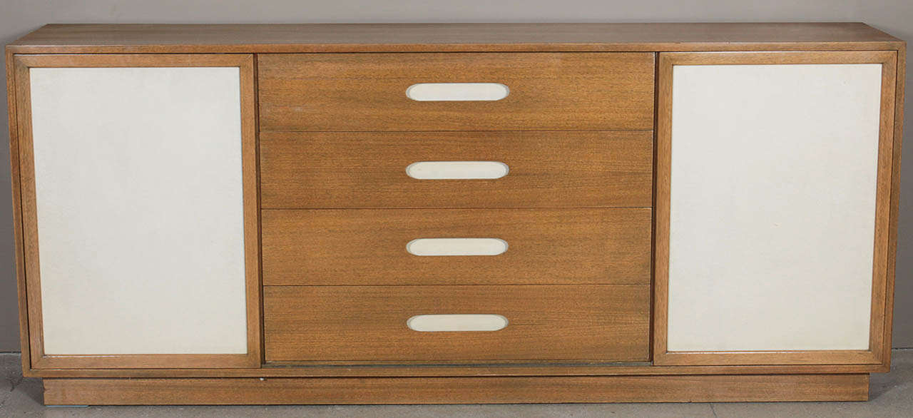 American Mahogany and Leather Sideboard by Harvey Probber